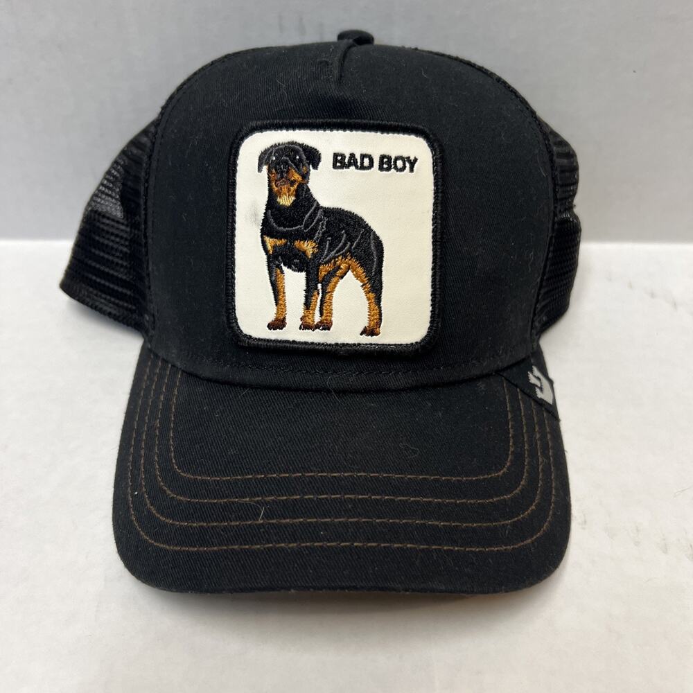 Goorin Bros The Farm Bad Boy Dog Black Trucker Hat Cap Rottweiler Rottie